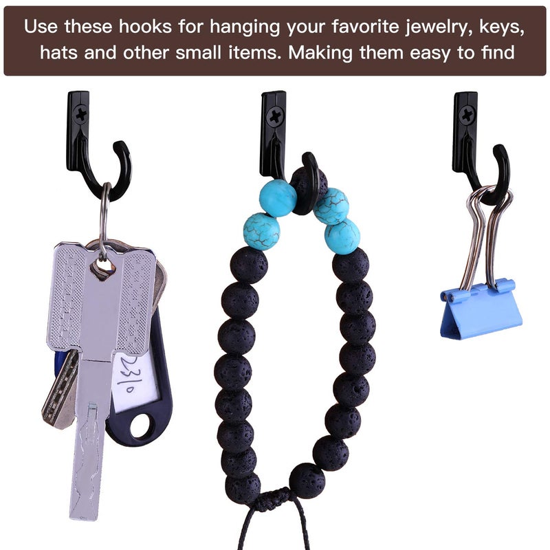 Zhehao 100 Pieces Key Hooks Jewelry Small Hook Key Hanging Small Wall Mounted Single Hook Robe Clasp Coat Hooks and 110 Pcs Screws for Hanging Hat, Scarf, Bag(Black,100 Pieces) - Image 3